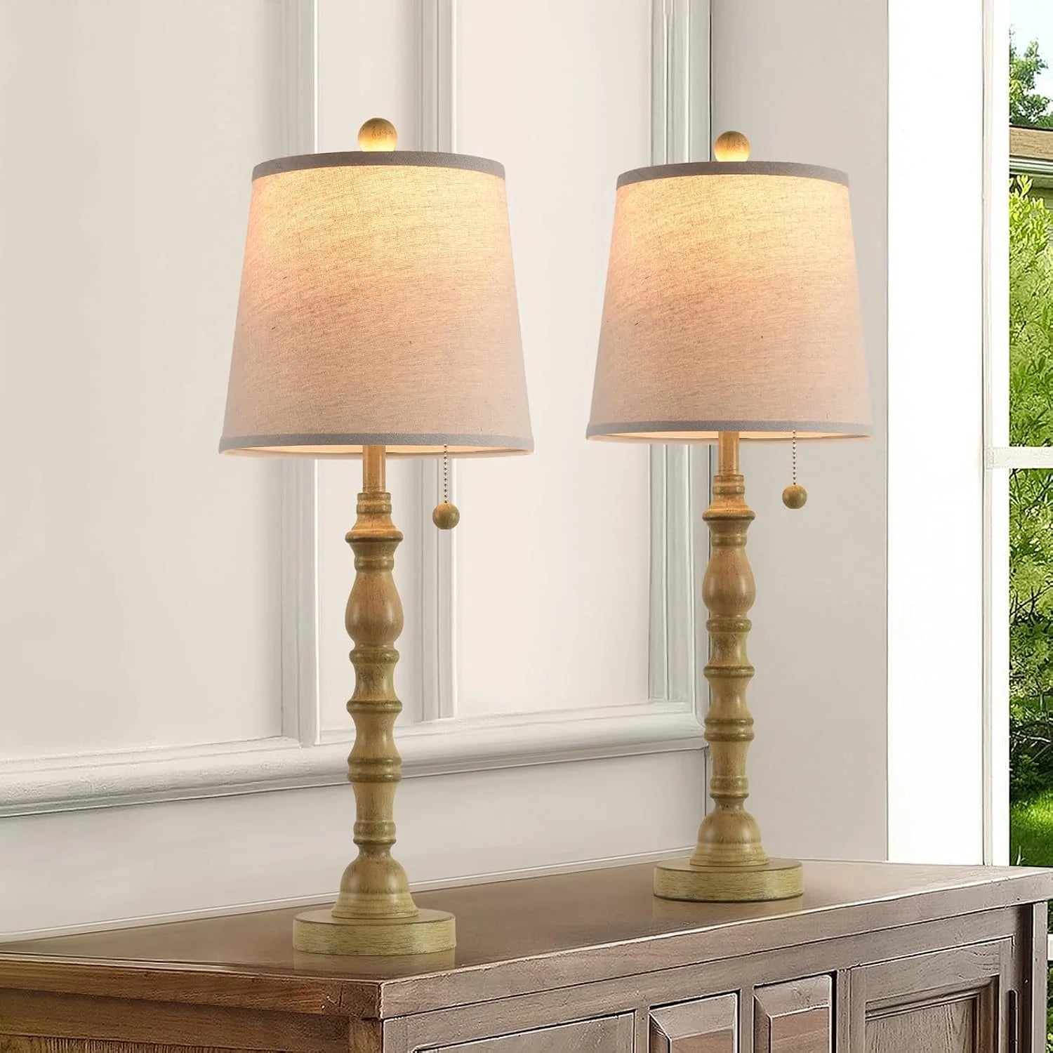 Discount Modern Farmhouse Table Lamp Bedside Reading Lamps Living Room End Tables Set Lamps for Night Stands Bedroom - Image 8