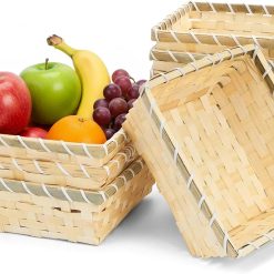 Alternative view of Discount Round Gift Baskets, 8 Inch Natural Bamboo Woven Fruit Basket, Small Wicker Bread Roll Serving Basket, Food