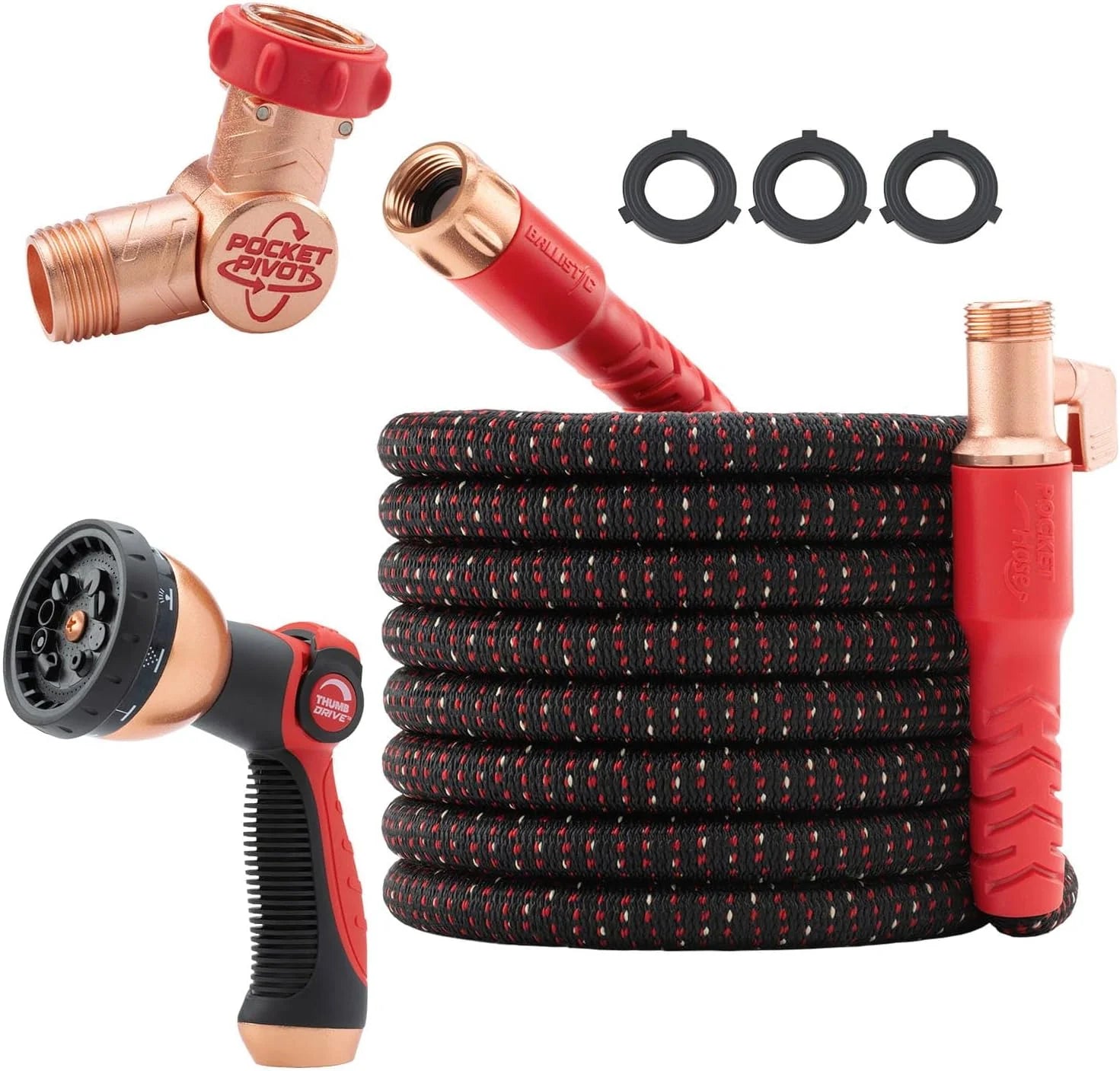 Discount Pocket Hose Ballistic 50 FT Expandable Garden Hose, No-Kink, 360° swiveling pocket pivot connector - Image 3