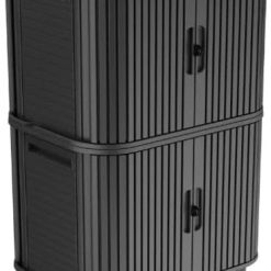 Discount Keter Velo 30 Gallon Outdoor Storage Cabinet, Weather-Resistant Resin Deck Box with Steel Reinforcement, Lockable