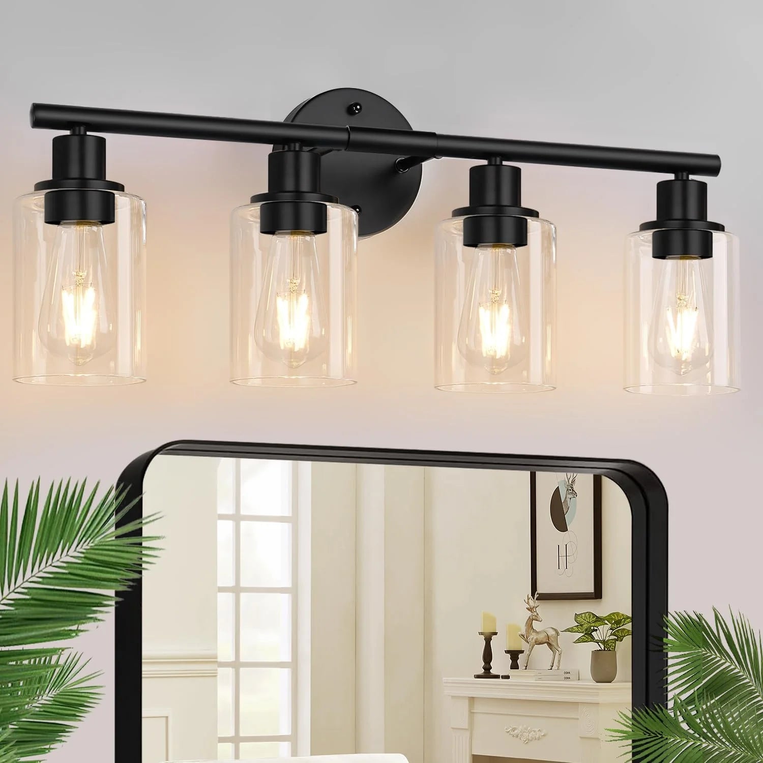 Discount Zarbitta 3-Light Bathroom Light Fixtures, 17.23 Black Modern Vanity Lights with Clear Glass Shade - Image 13