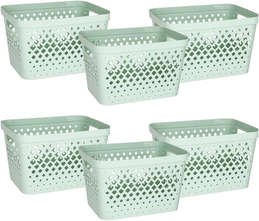 Discount Plastic Baskets for Organizing, Set of 6, Pantry Storage for Under Counter, Linen Closet, and Bathroom, Nesting - Image 6