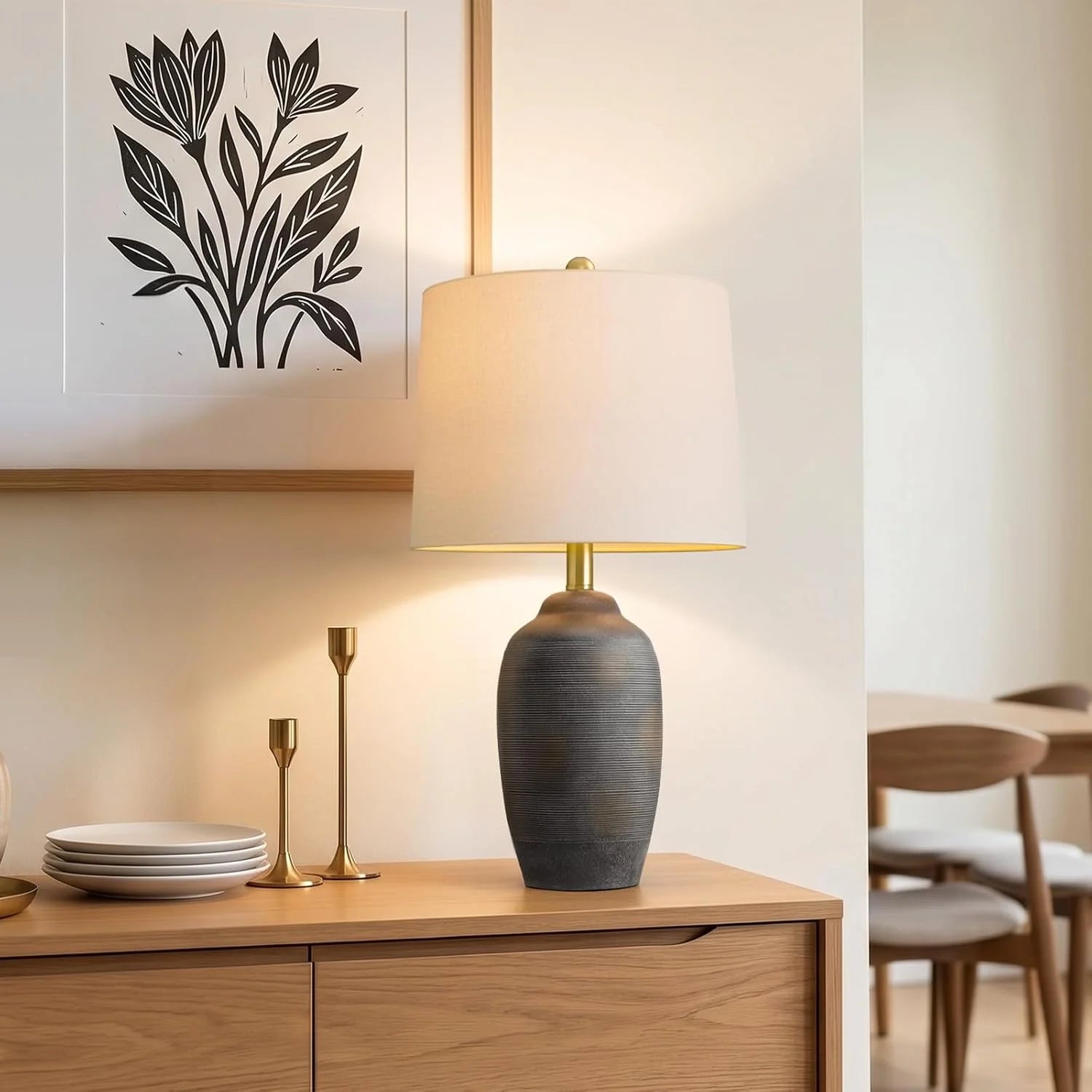 Discount 24.5 Vintage Ceramic Table Lamp Single-Rustic Boho Accent Nightstand Lamps