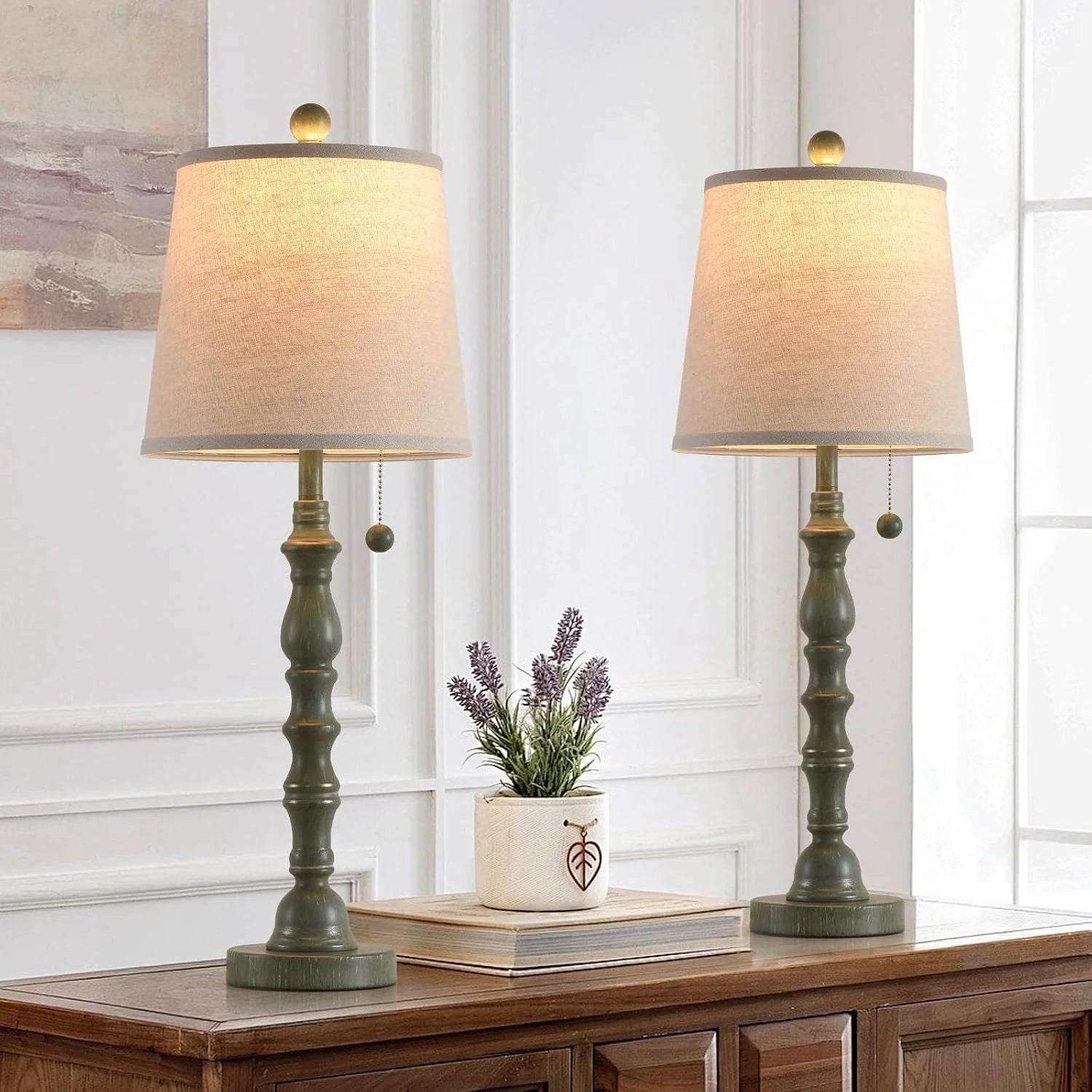 Discount Modern Farmhouse Table Lamp Bedside Reading Lamps Living Room End Tables Set Lamps for Night Stands Bedroom - Image 6