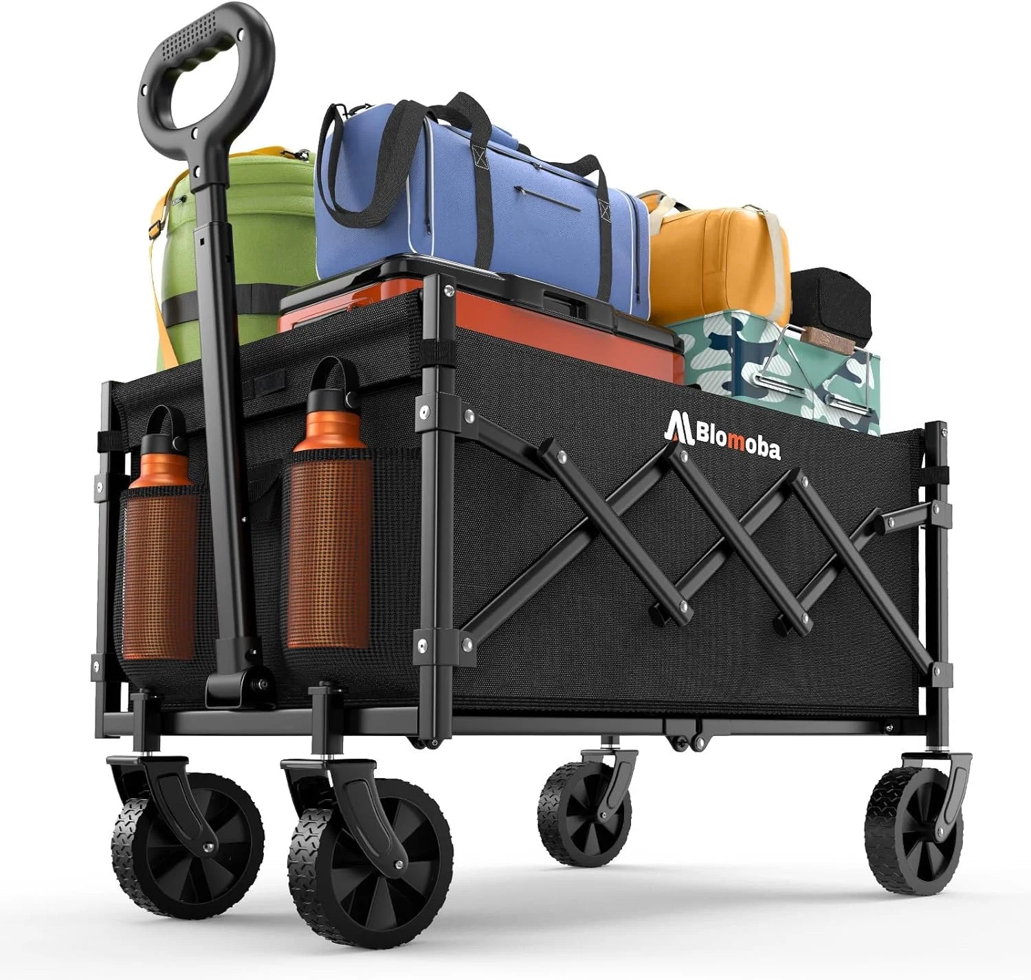 Special Blomoba Folding Wagon Cart with Wheels, 220lbs Utility Wagon Cart, Black - Image 2