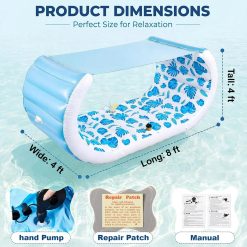 Alternative view of Discount Inflatable Pool Float with Shade, 157 x 36 Extra Large Floating Couch Island Cabana Luxury Lounger with Canopy