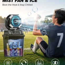 Alternative view of Discount 40000mAh Misting Fans for Outside, 15L Portable Outdoor Cooling Fan with Auto Oscillation, LED Light