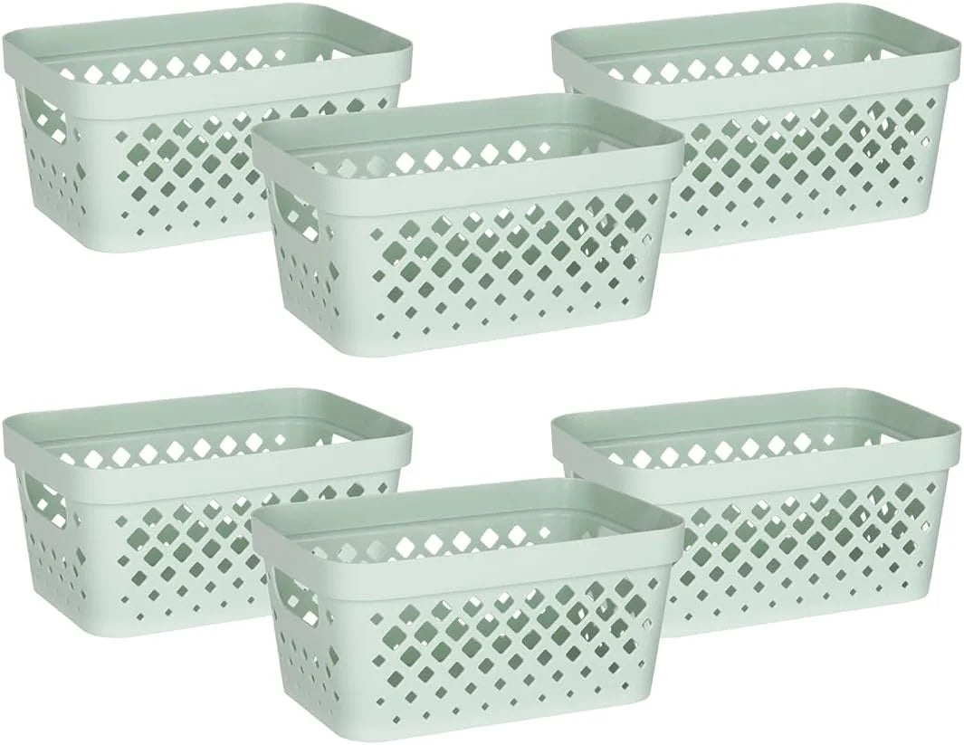 Discount Plastic Baskets for Organizing, Set of 6, Pantry Storage for Under Counter, Linen Closet, and Bathroom, Nesting - Image 5