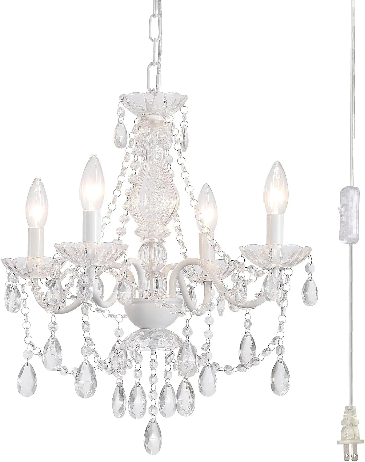 Discount Crystal Gold Chandelier, 5 Light, Glass Crystal Hanging Pendant Lighting - Image 6