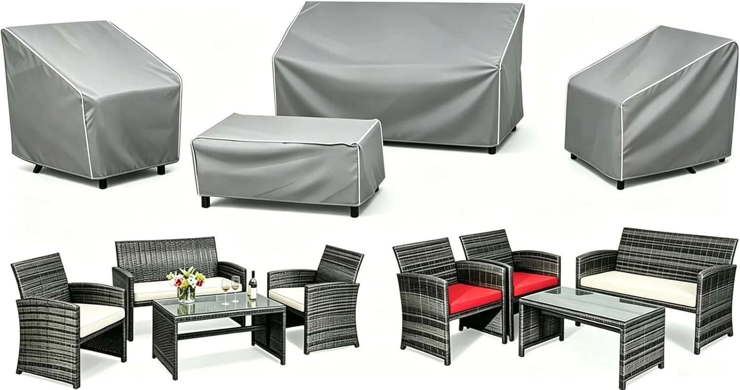 Discount STARTWO Outdoor Furniture Cover Waterproof 4 Piece, Black, Regular, 420D - Image 3