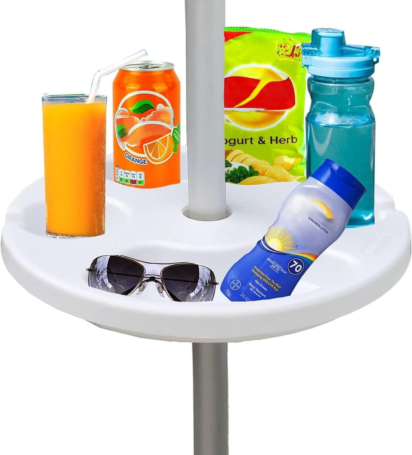 Discount AMMSUN 13 Portable Beach Umbrella Table Tray White