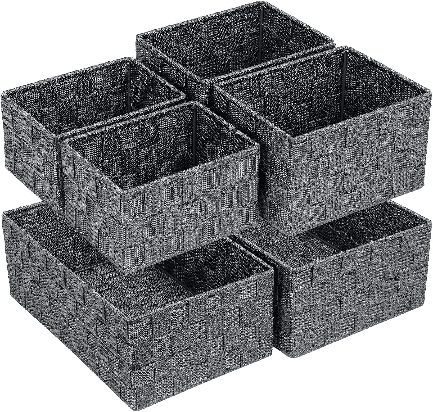 Discount Woven Storage Baskets for Organizing 6 Pack, Large&Small Storage Cube Bins Set for Bathroom, Storage Boxes - Image 13