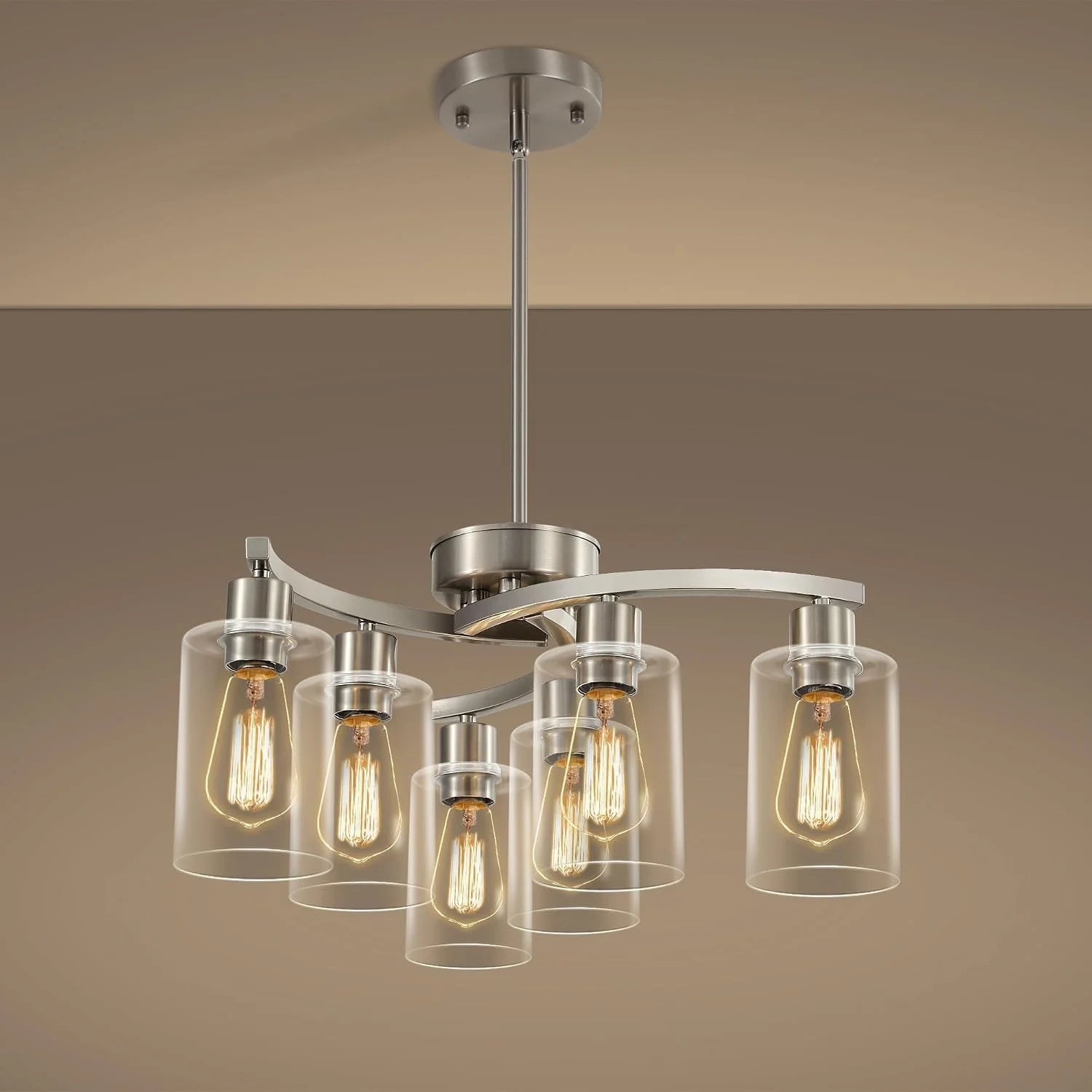 Discount 6-Light Modern Farmhouse Black Chandelier, Adjustable Height Hanging Industrial Pendant Lights Kitchen Island - Image 6