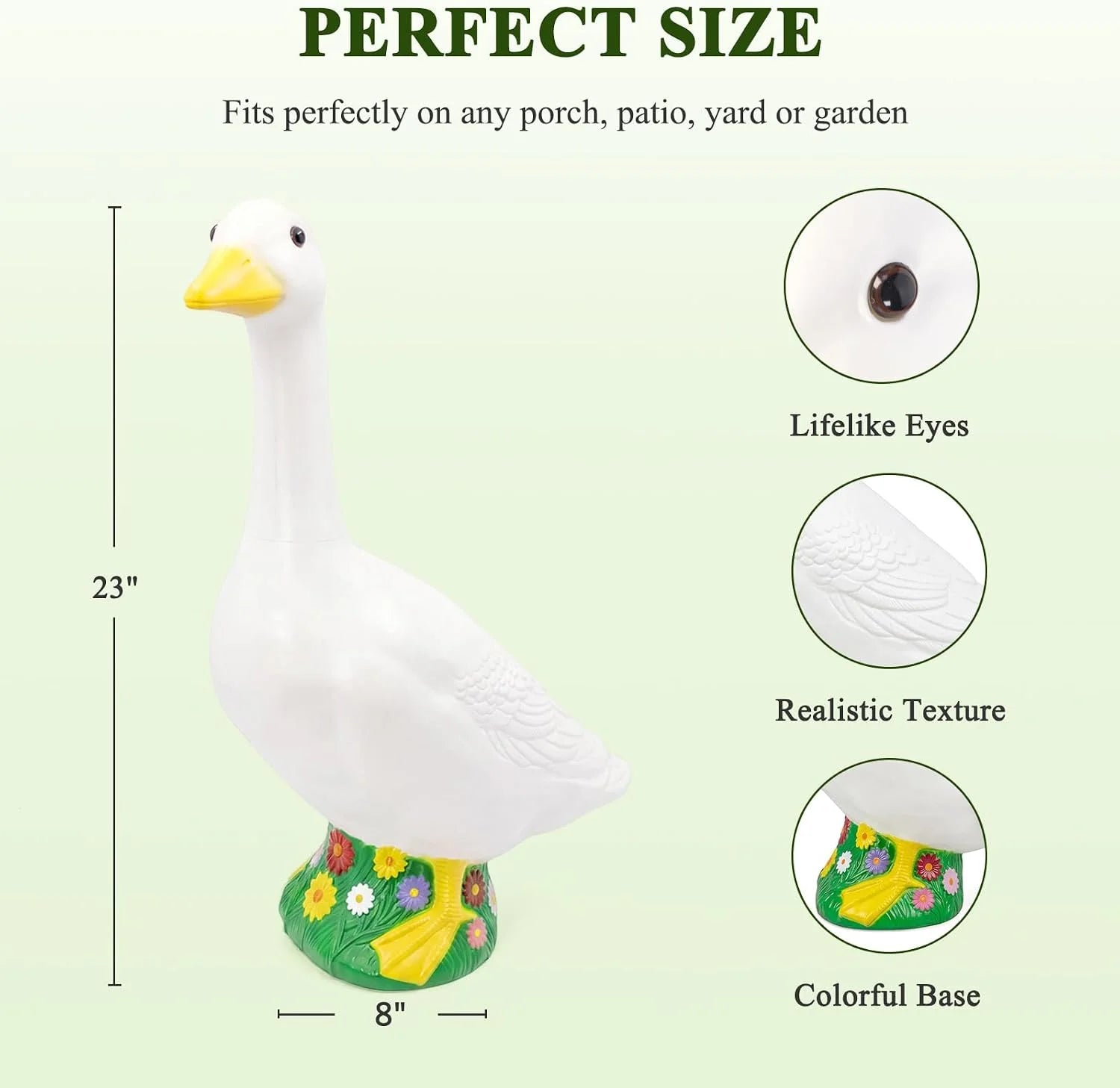 Discount 23 Inch Large Porch Goose Statue, PE Plastic Outdoor Goose Decor for Lawn - Image 5