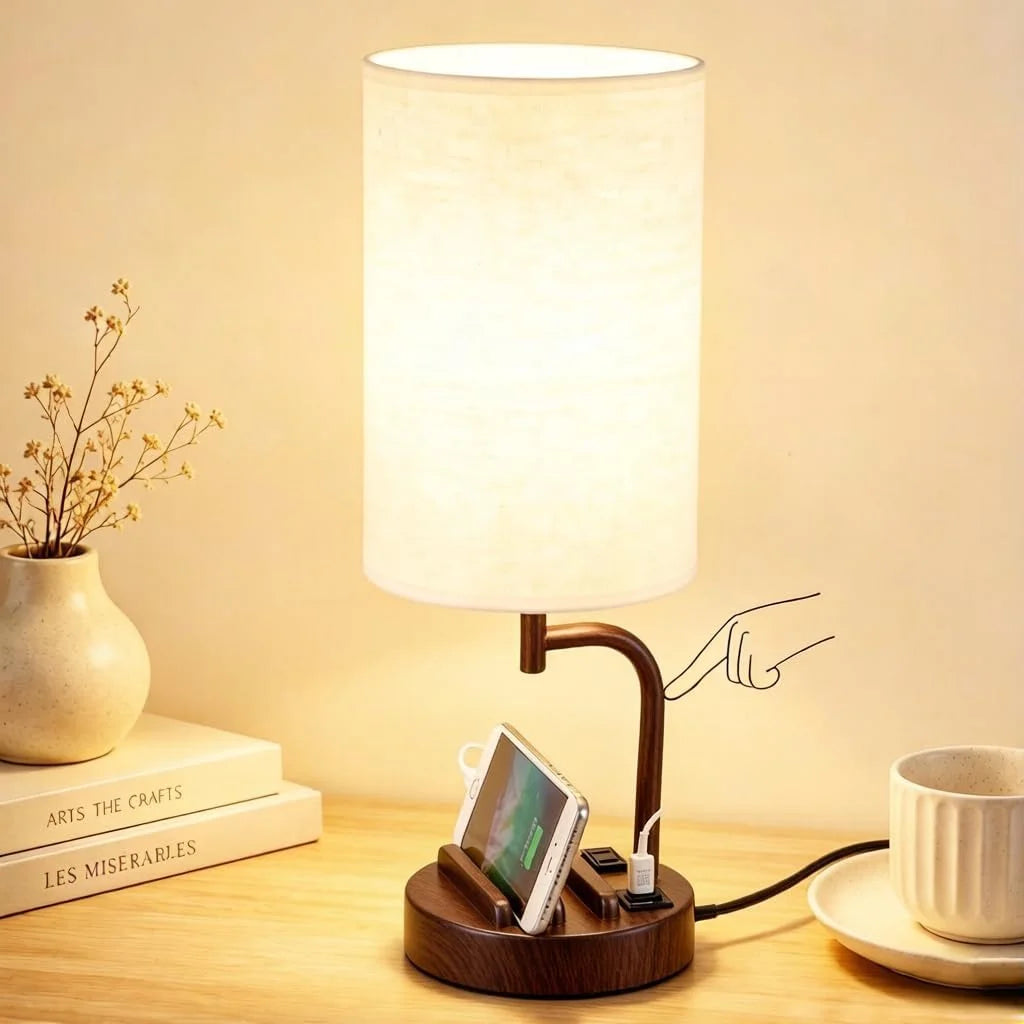 Discount Dreamholder Touch Control USB Table Lamp with USB C/A & AC Outlet, Dimmable, Bulb Included - Image 6