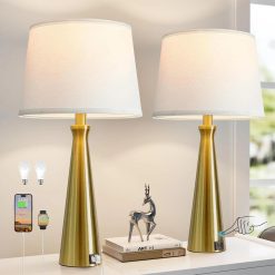 Discount Modern Table Lamps Set of 2, Dimmable, Bulb Included