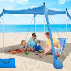 Discount Beach Canopy Beach Tent UPF50+ 11×11 FT Easy to Setup Extra Windproof Rope Sun Shelter Beach Shade Canopy with 4