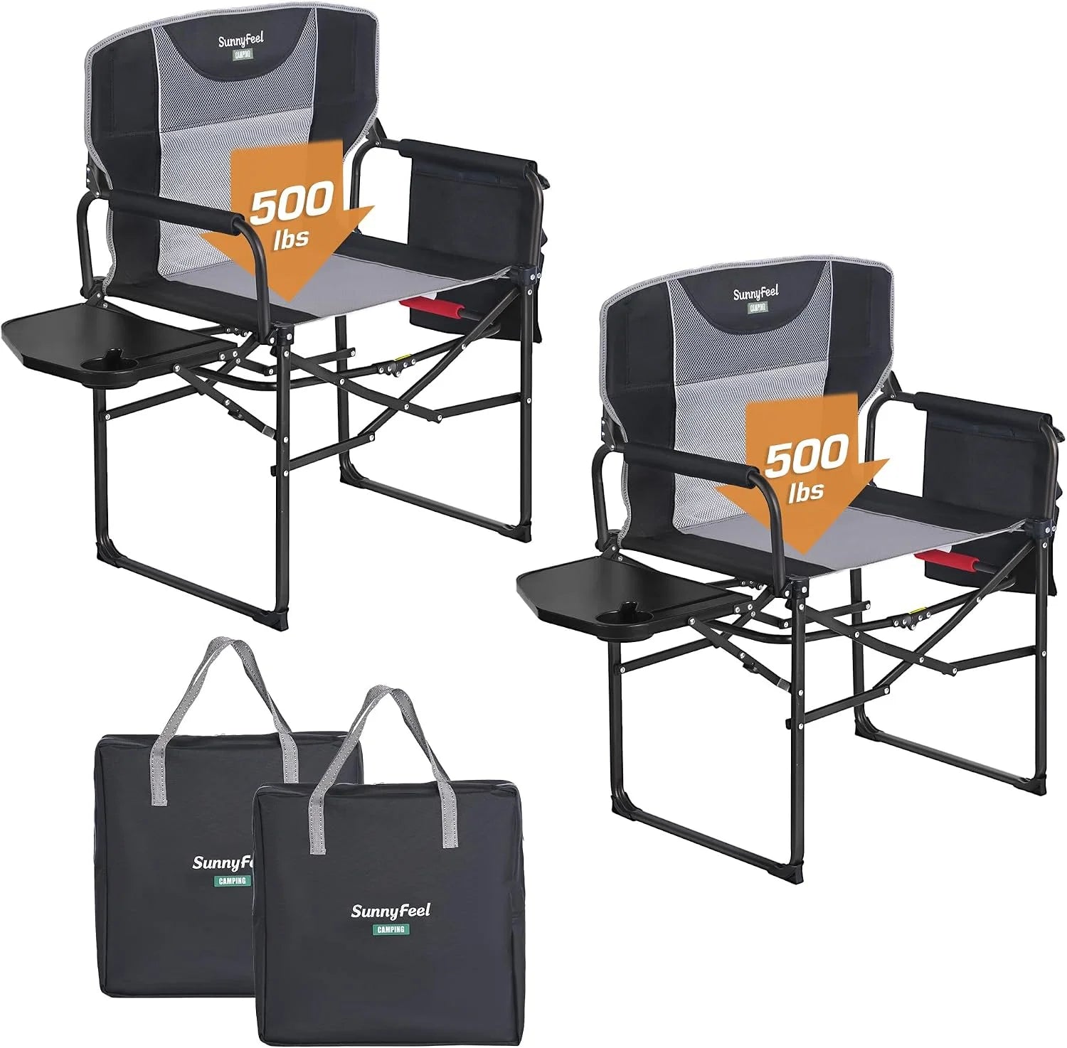 Discount SUNNYFEEL Camping Directors Chair, Heavy Duty, Oversized Portable Folding Chair with Side Table - Image 9
