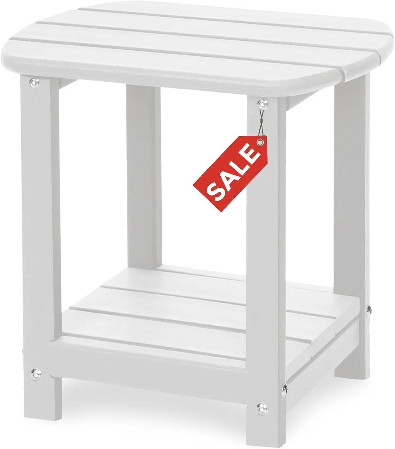 Discount Adirondack Square Outdoor Side Table,2-Tier Storage Patio Side Table - Image 7