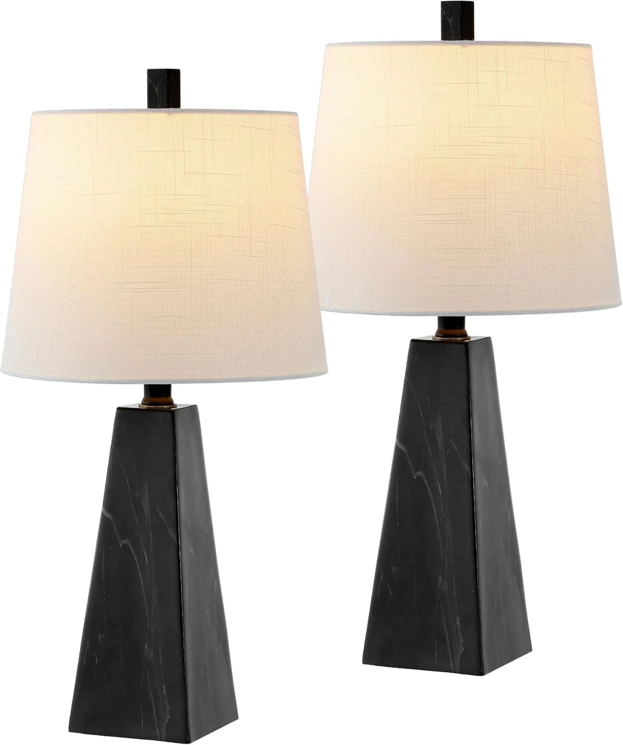Discount JONATHAN Y 20.5 White Marble Finish Modern Resin Table Lamp for Bedroom Living Room, Bulb Included - Image 2