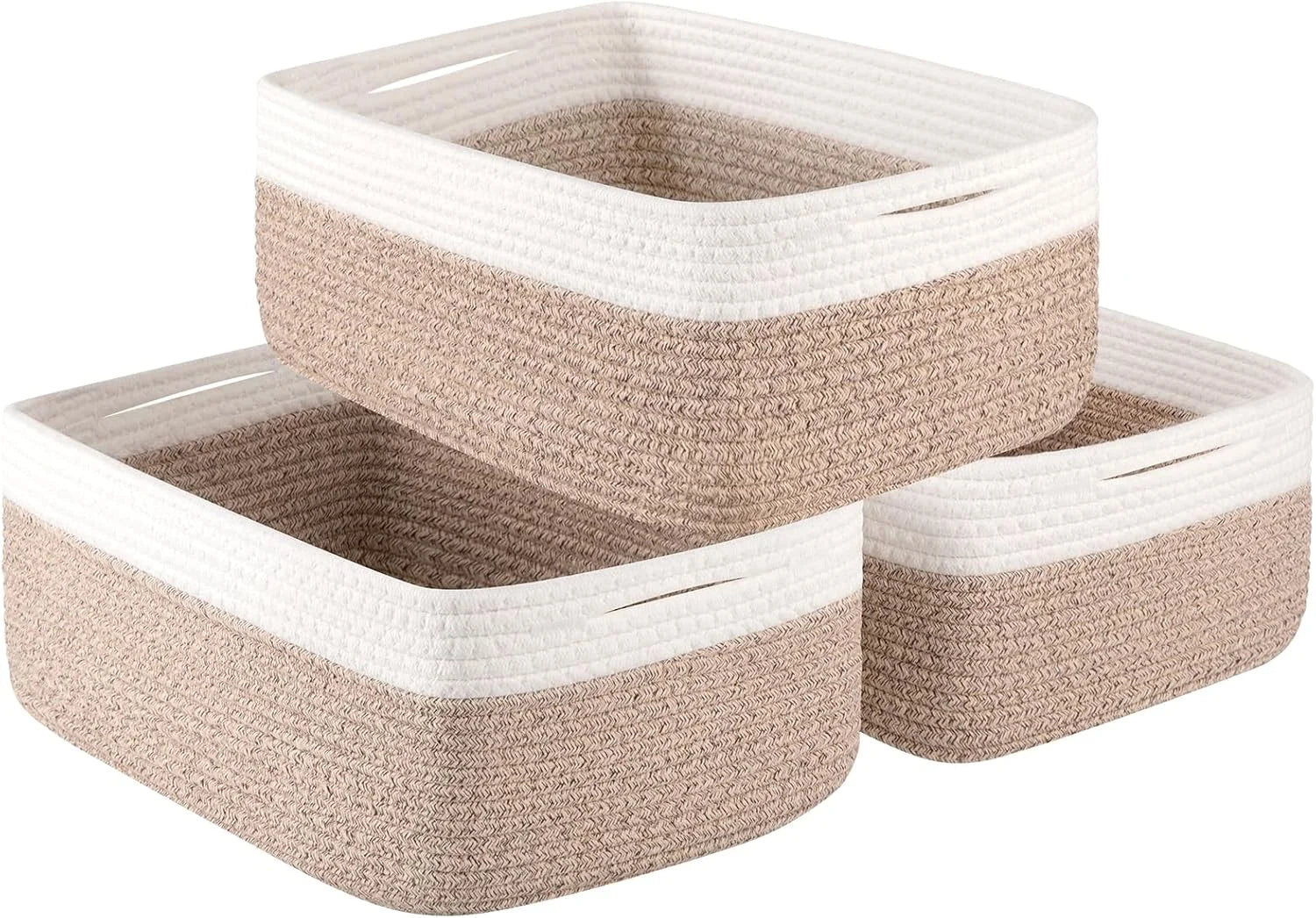 Discount Baskets for Organizing 3 Pack, Woven Baskets for Shelves, Closet Organizer Bins with Handle, Empty Gift - Image 3