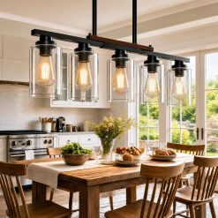 Alternative view of Discount Dining Room Light Fixture 5-Light Kitchen Island Lighting with Adjustable Rods