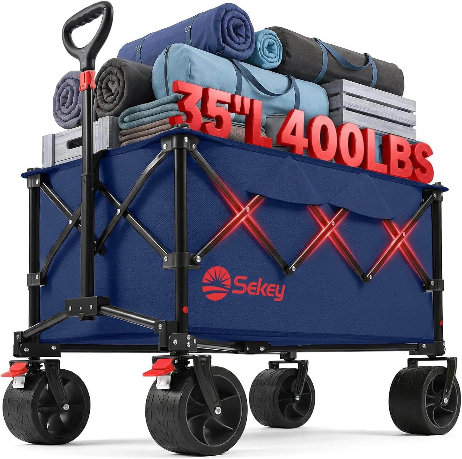 Discount 250L Wagons Carts Foldable with Big All-Terrian Beach Wheels, Collapsible Heavy Duty Wagon, Extra Large Folding Wagon - Image 7
