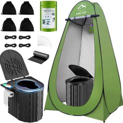 Discount Toilet with Pop-Up Privacy Tent and Liquid Waste Gel, Portable Toilet for Camping with Large Tent