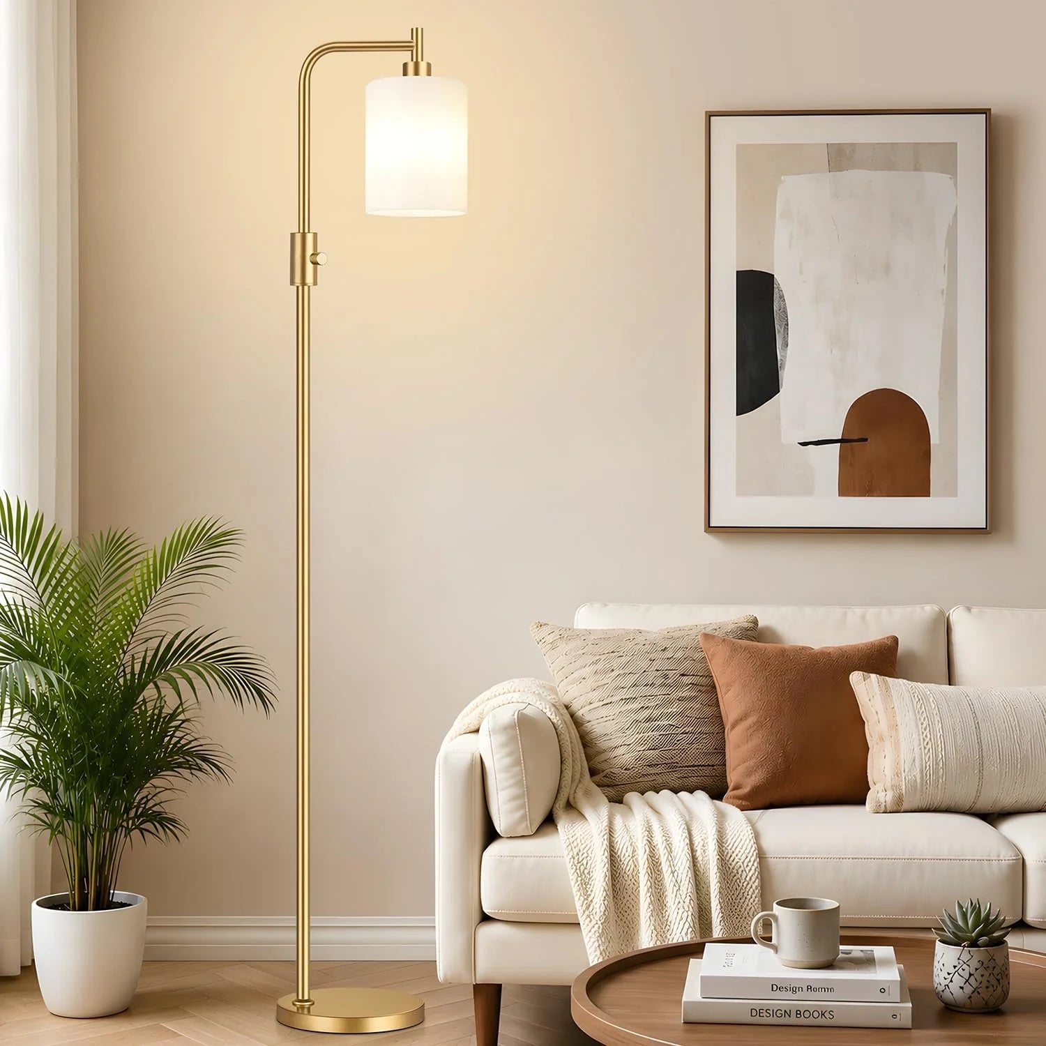 Discount Dimmable Floor Lamp for Living Room with Clear Glass Lampshade, Bulb Included, 900LM, Arc Standing Tall Lamp for Bedroom - Image 3