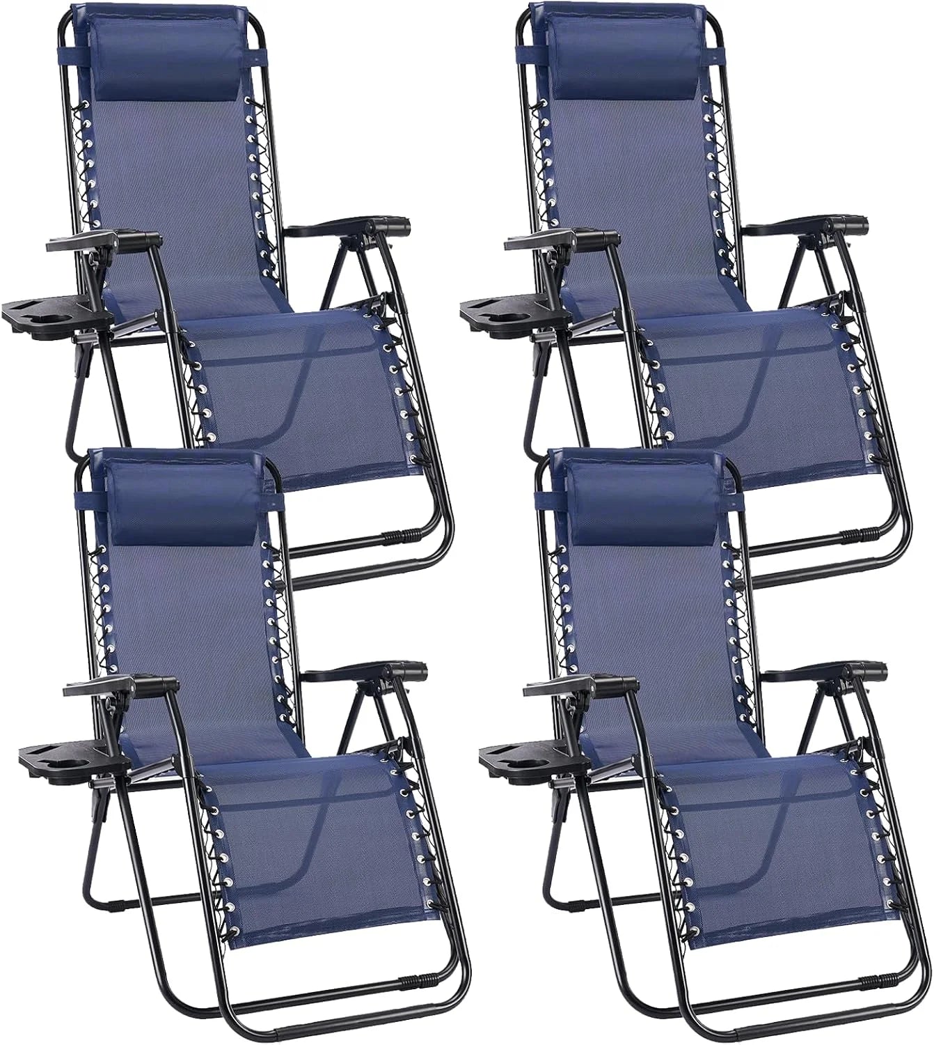 Discount Sweetcrispy Zero Gravity Chairs Set of 2, Outdoor Folding Reclining Lounge Chair with Cup Holder Tray & Adjustable Pillow - Image 14