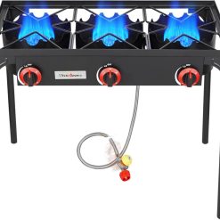 Alternative view of Discount VIVICREATE Propane Grill 2 Burner Outdoor Propane Stove Portable Gas Grill High Pressure Camping Stove Double Burner
