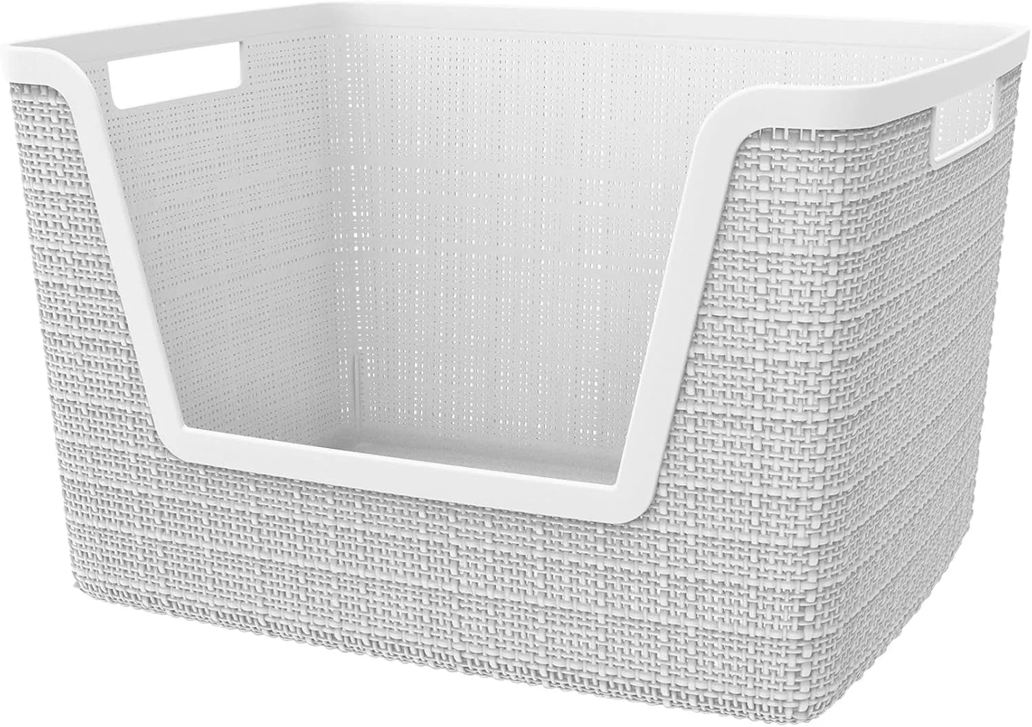 Discount Curver Set of 4 Large Cube 17L Jute Decorative Plastic Organization and Storage Baskets, Perfect Bins for Home - Image 14