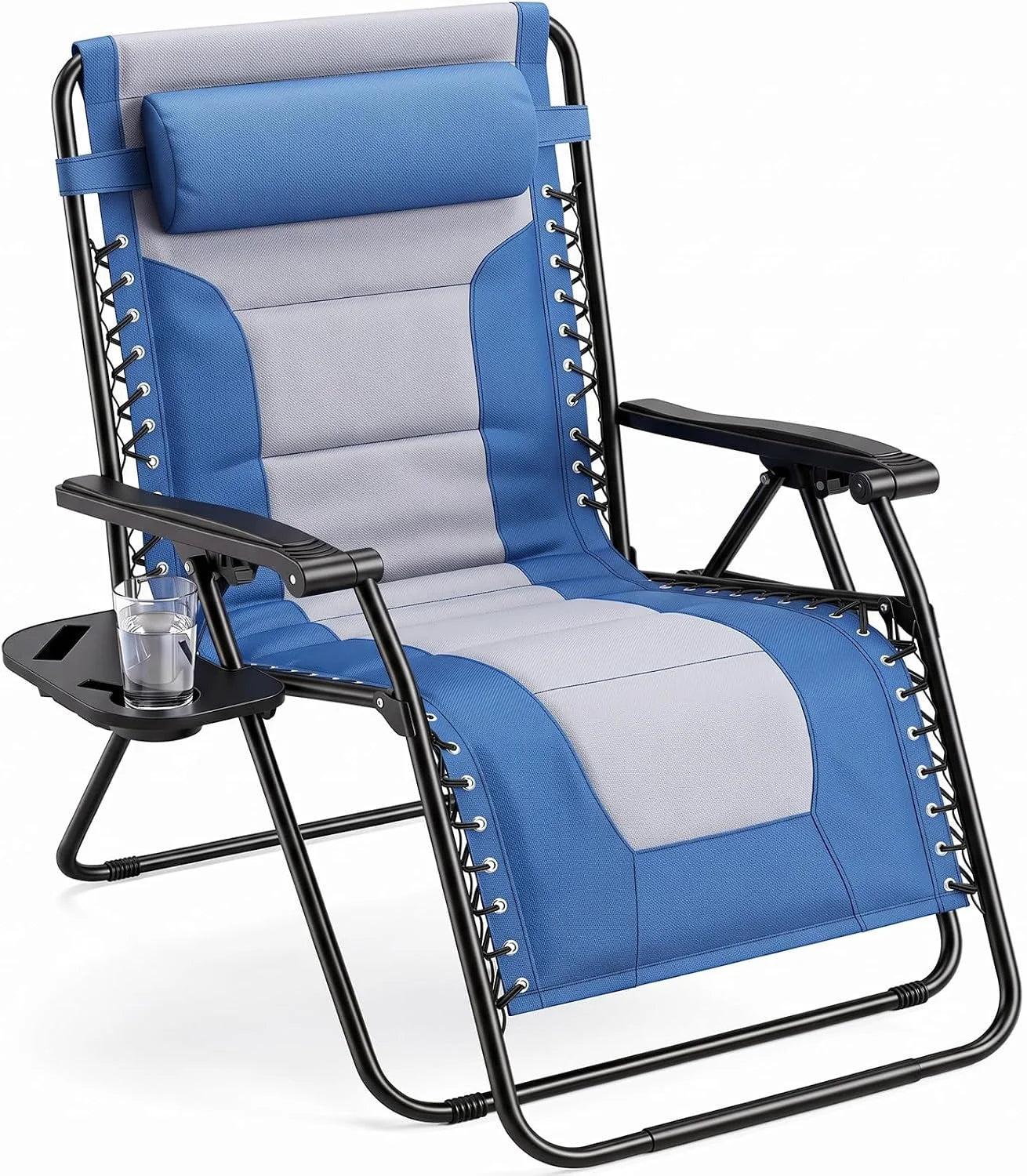 Discount Sweetcrispy Zero Gravity Chairs Set of 2, Outdoor Folding Reclining Lounge Chair with Cup Holder Tray & Adjustable Pillow - Image 15