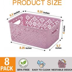 Alternative view of Discount Plastic Storage Baskets, Portable Small Pantry Organizer Baskets Bins with Handle, Stackable Household