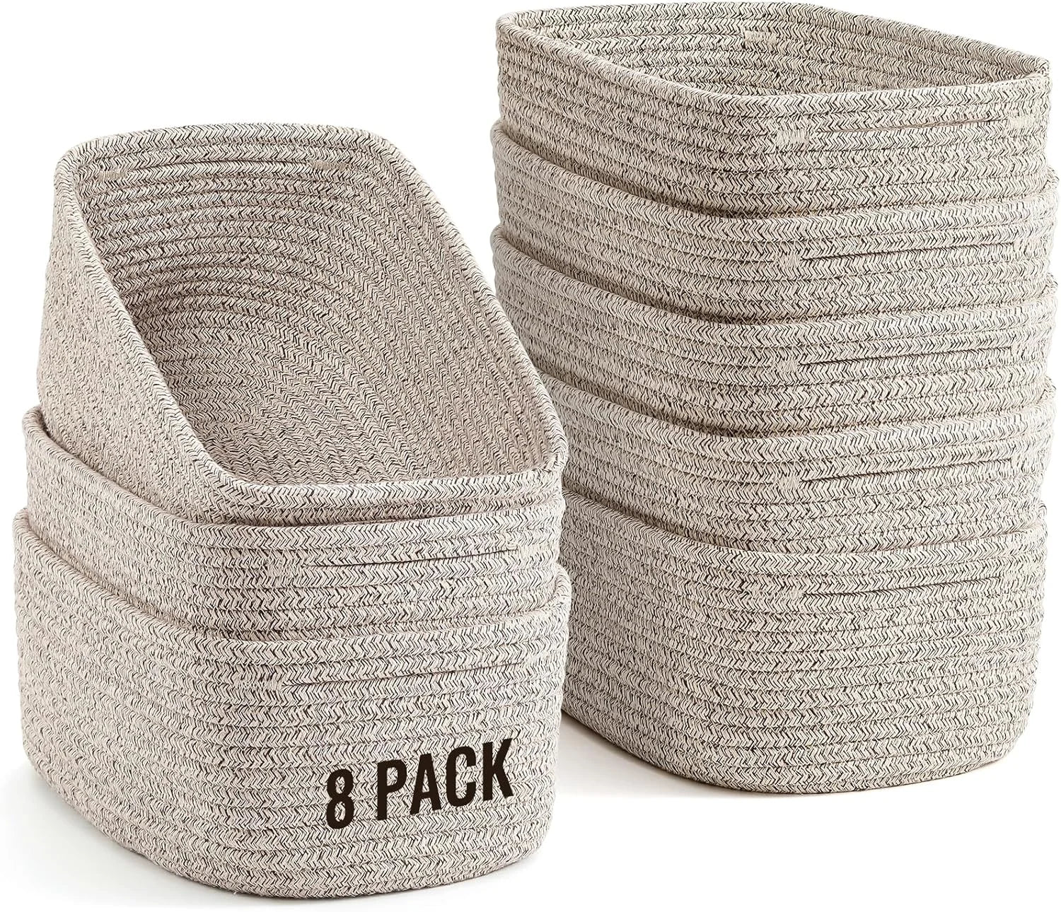 Discount Small Storage Organizing Baskets, Woven Rope Bins for Bathroom, Closet, Shelf Organizer