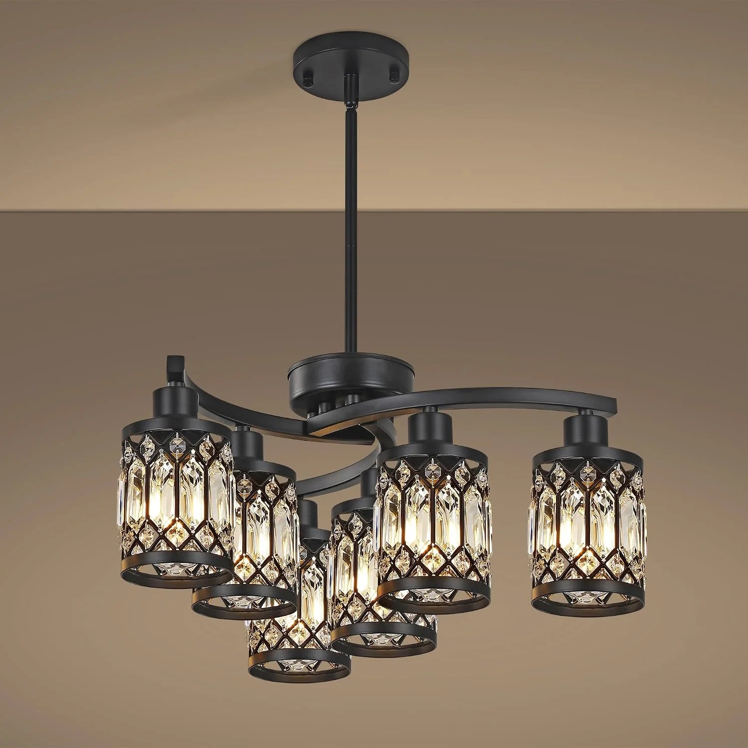 Discount 6-Light Modern Farmhouse Black Chandelier, Adjustable Height Hanging Industrial Pendant Lights Kitchen Island - Image 5