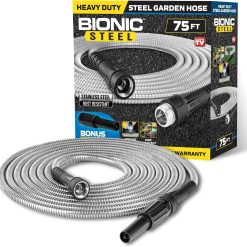 Alternative view of Discount STEEL 150 Ft Metal Garden Hose with Sprayer Nozzle, Non Kinking Design, Stainless Steel Heavy Duty Water Hose