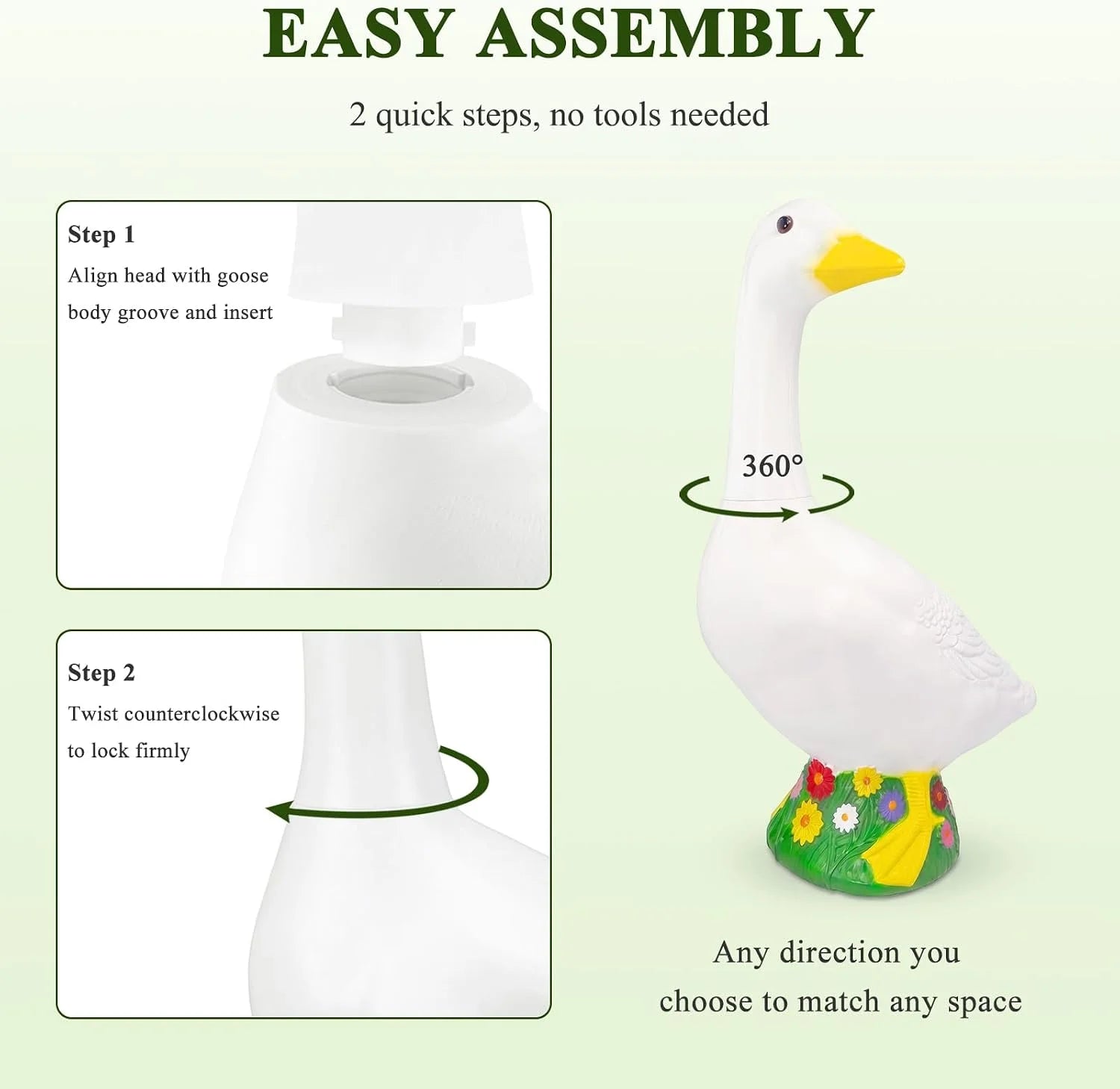 Discount 23 Inch Large Porch Goose Statue, PE Plastic Outdoor Goose Decor for Lawn - Image 6