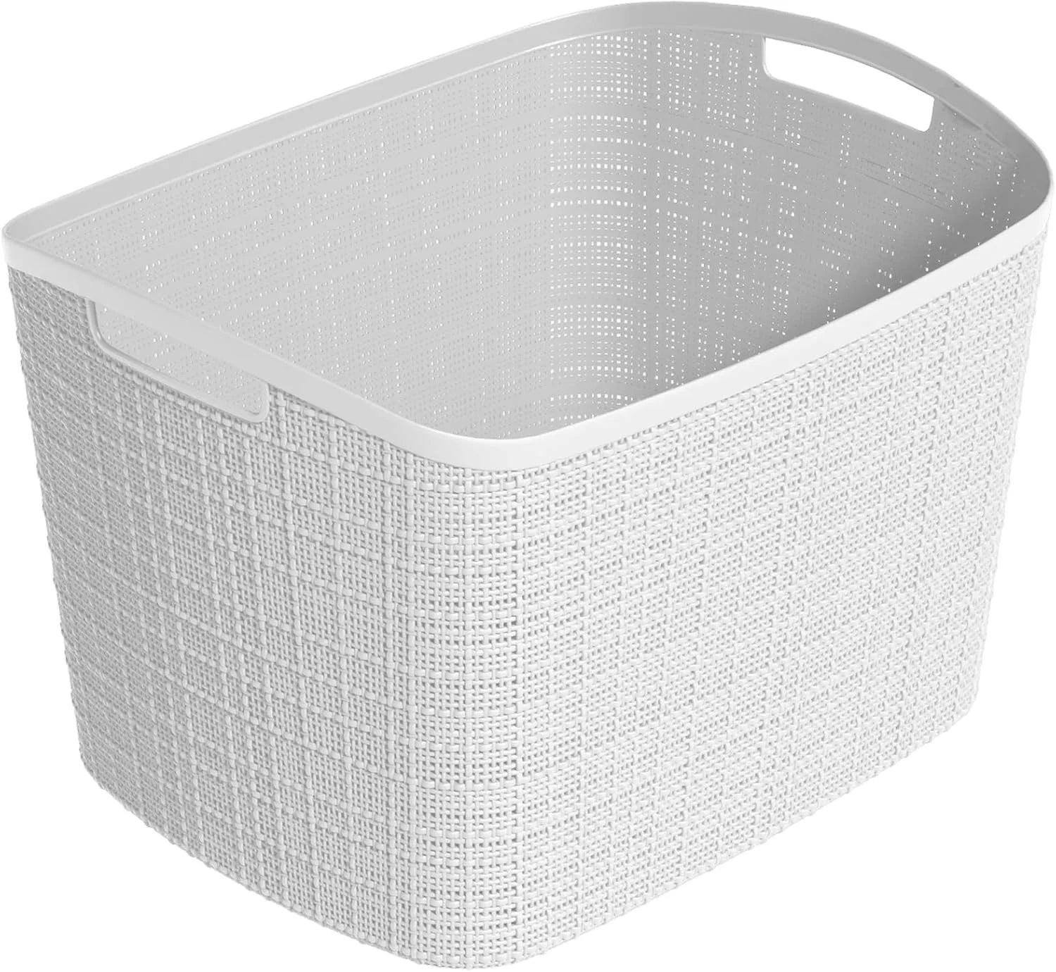 Discount Curver Set of 4 Large Cube 17L Jute Decorative Plastic Organization and Storage Baskets, Perfect Bins for Home - Image 16