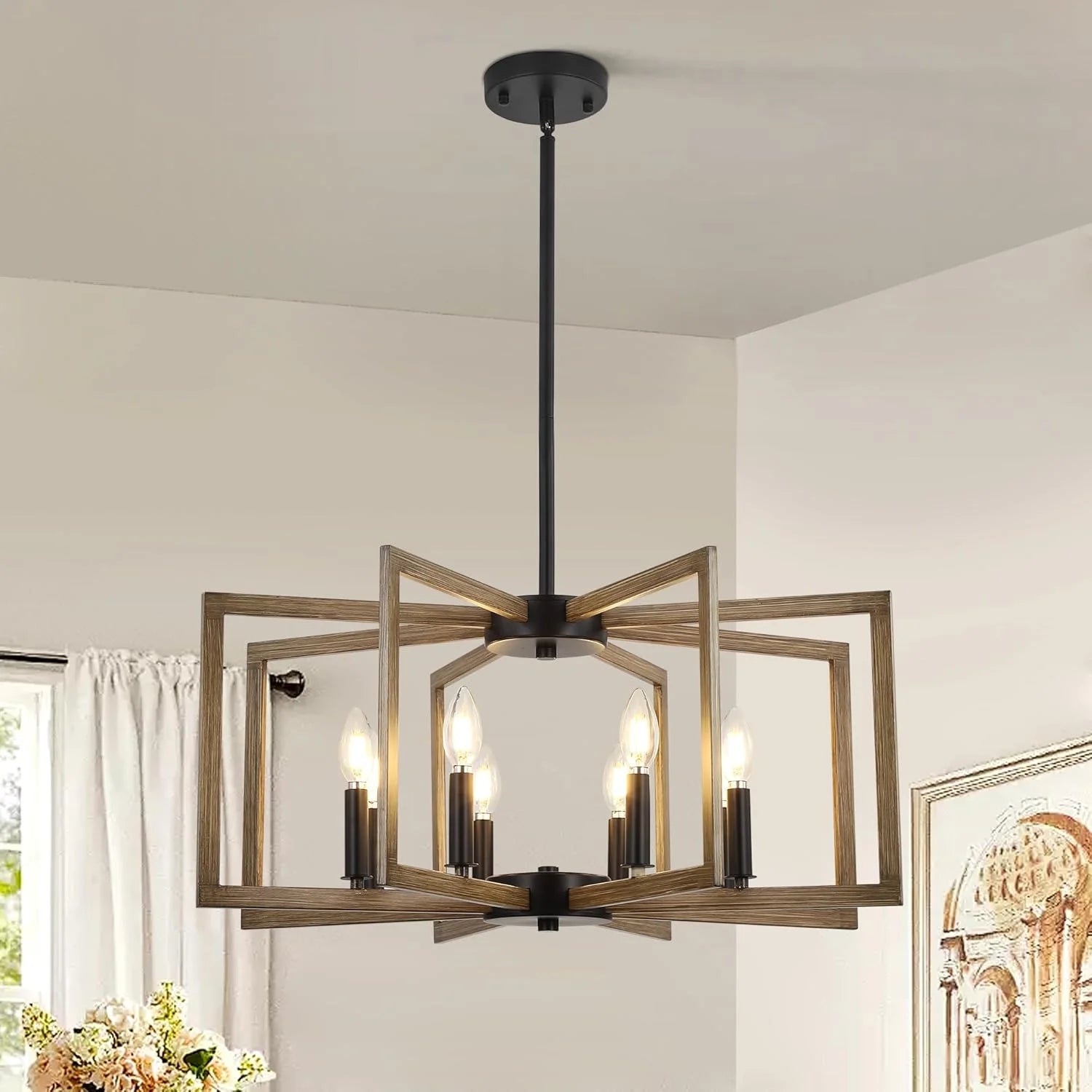 Discount 6-Light Gold Pendant Light, Modern Farmhouse Dining Room Light Fixtures Over Table