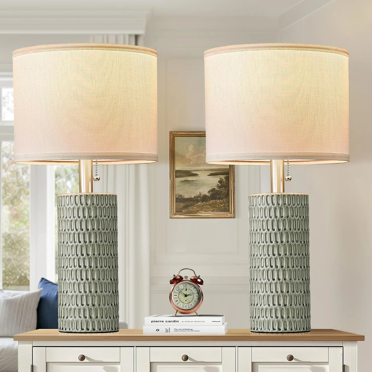 Discount Reaketon 20.5 Modern Ceramic Table Lamps for Bedroom Set of 2, Farmhouse Table Lamp for Living Room Office Dorm - Image 13