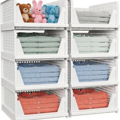 Discount Stackable Closet Storage Basket, Stackable Storage Bins, Multifunctional & Foldable Closet Organizer