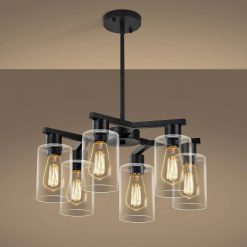 Alternative view of Discount 4-Light Modern Farmhouse Black Chandelier