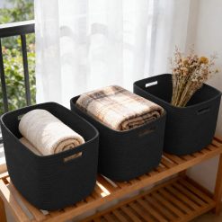 Alternative view of Discount Woven Baskets, Storage Baskets for Shelves with Handles, 13.5×11×9.5 Closet Baskets, Nursery Organizer