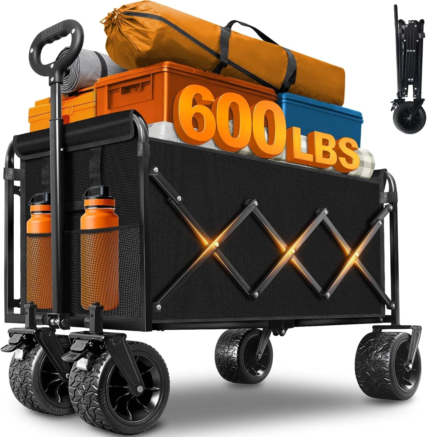 Discount Wagons Cart Foldable, 280 lbs Collapsible Wagon with Wheels for Camping - Image 2