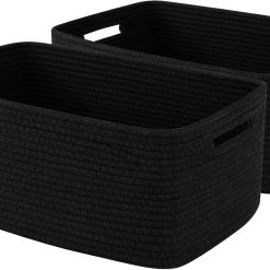 Discount Large Storage Basket for Organizing, Woven Rope Basket for Shelves, Closet Organizer Bins for Clothes, Blanket