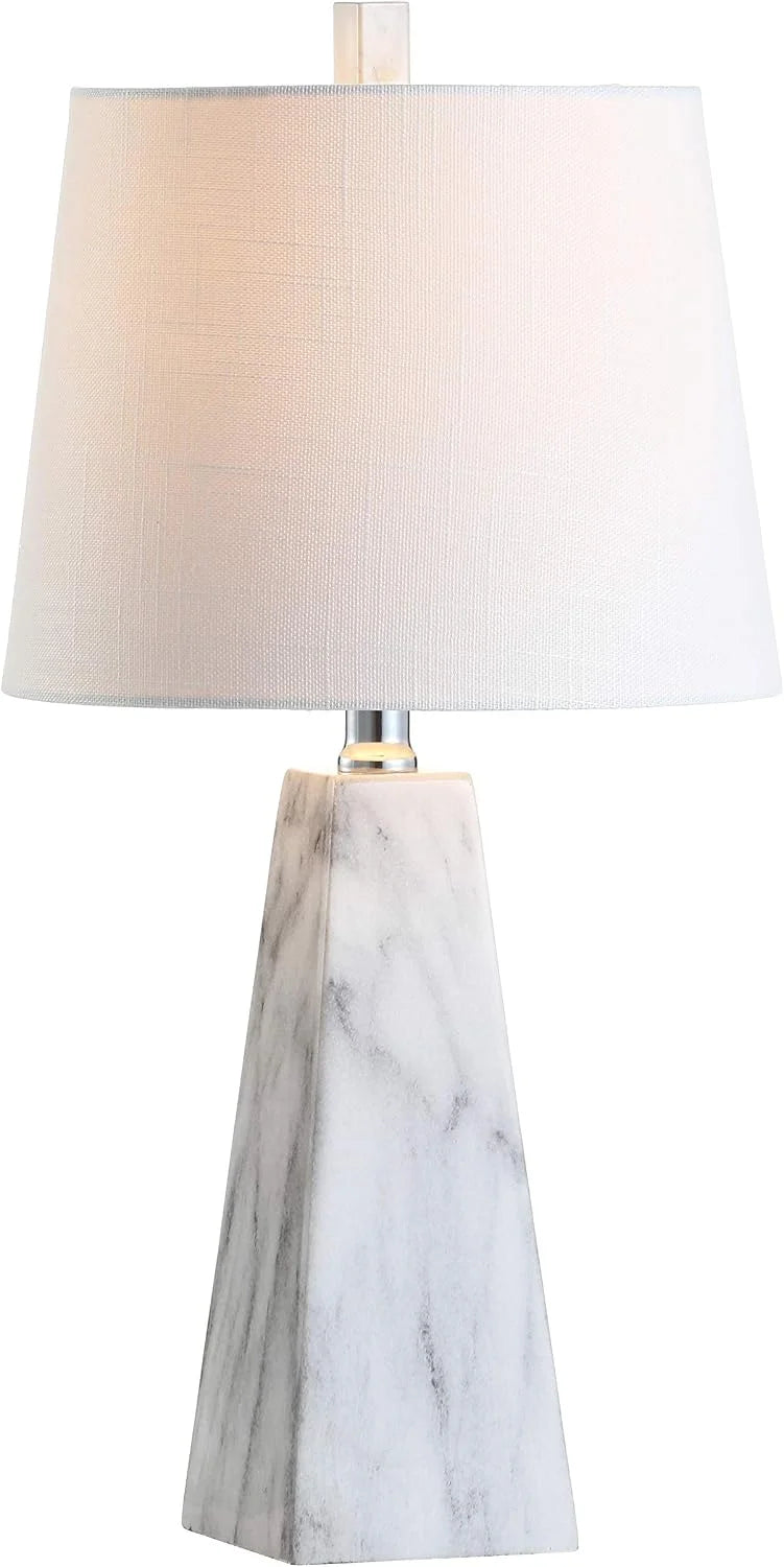 Discount JONATHAN Y 20.5 White Marble Finish Modern Resin Table Lamp for Bedroom Living Room, Bulb Included - Image 3