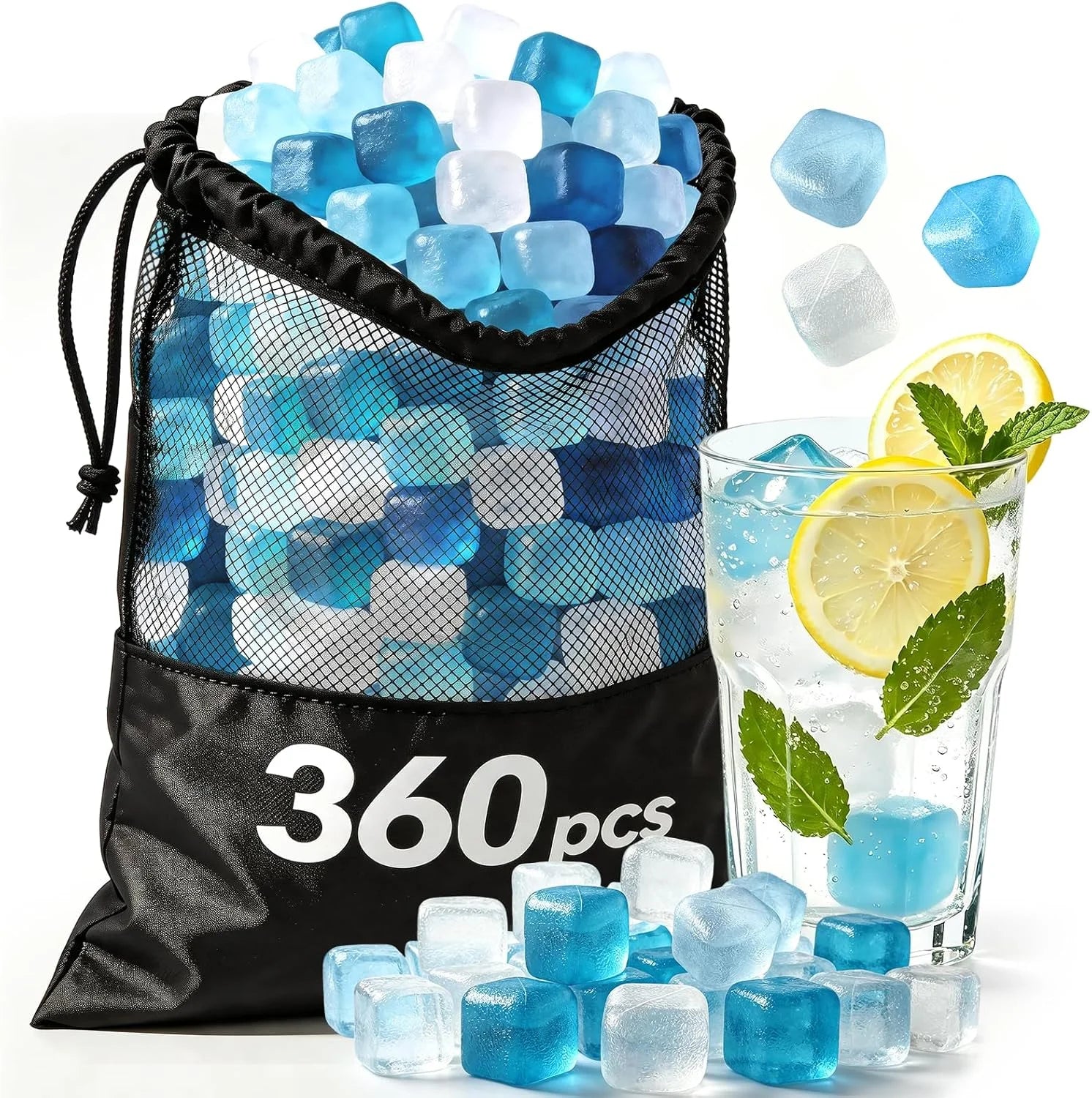 Discount SHENGQIPC Reusable Ice Cubes for Camping, 360 Pack, 12 lbs, Large Pack for Drinks - Image 6