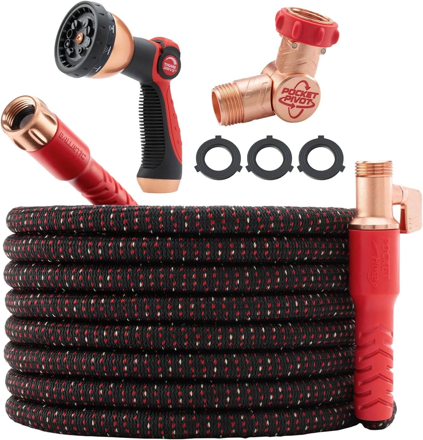 Discount Pocket Hose Ballistic 50 FT Expandable Garden Hose, No-Kink, 360° swiveling pocket pivot connector - Image 4