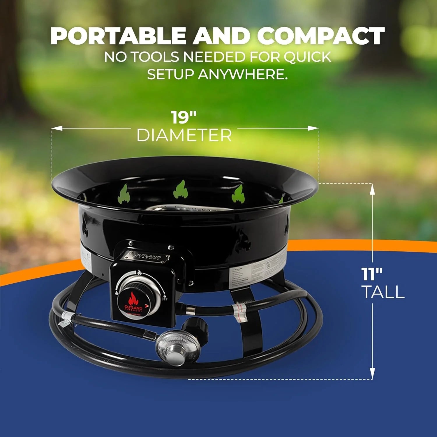 Discount Living Portable Propane Fire Pit, 19-inch, 58, 000 BTU with Fire Pit Cover & Carry Kit - Image 6